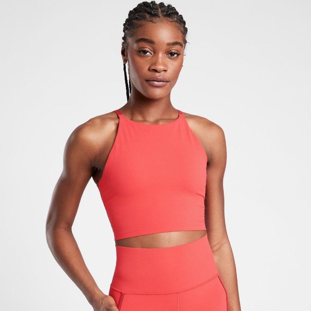 NWT Athelta M Lychee Red Intention Crop A-C Yoga Dance Studio Wicking Compress